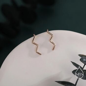 Zigzag Wave Crawler Earrings Sterling Silver, 4 of 11