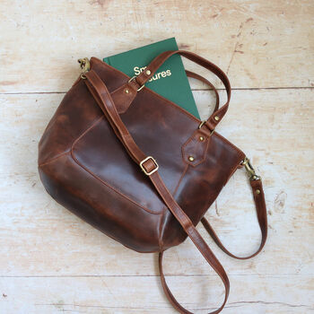 Leather Handbag, Crossbody Shoulder Bag Brown, 4 of 6