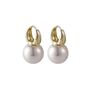 Gold Hoop Pearl Drop Earrings, thumbnail 5 of 6
