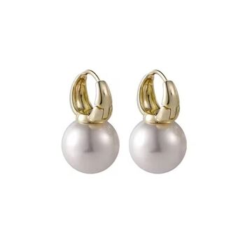 Gold Hoop Pearl Drop Earrings, 5 of 6