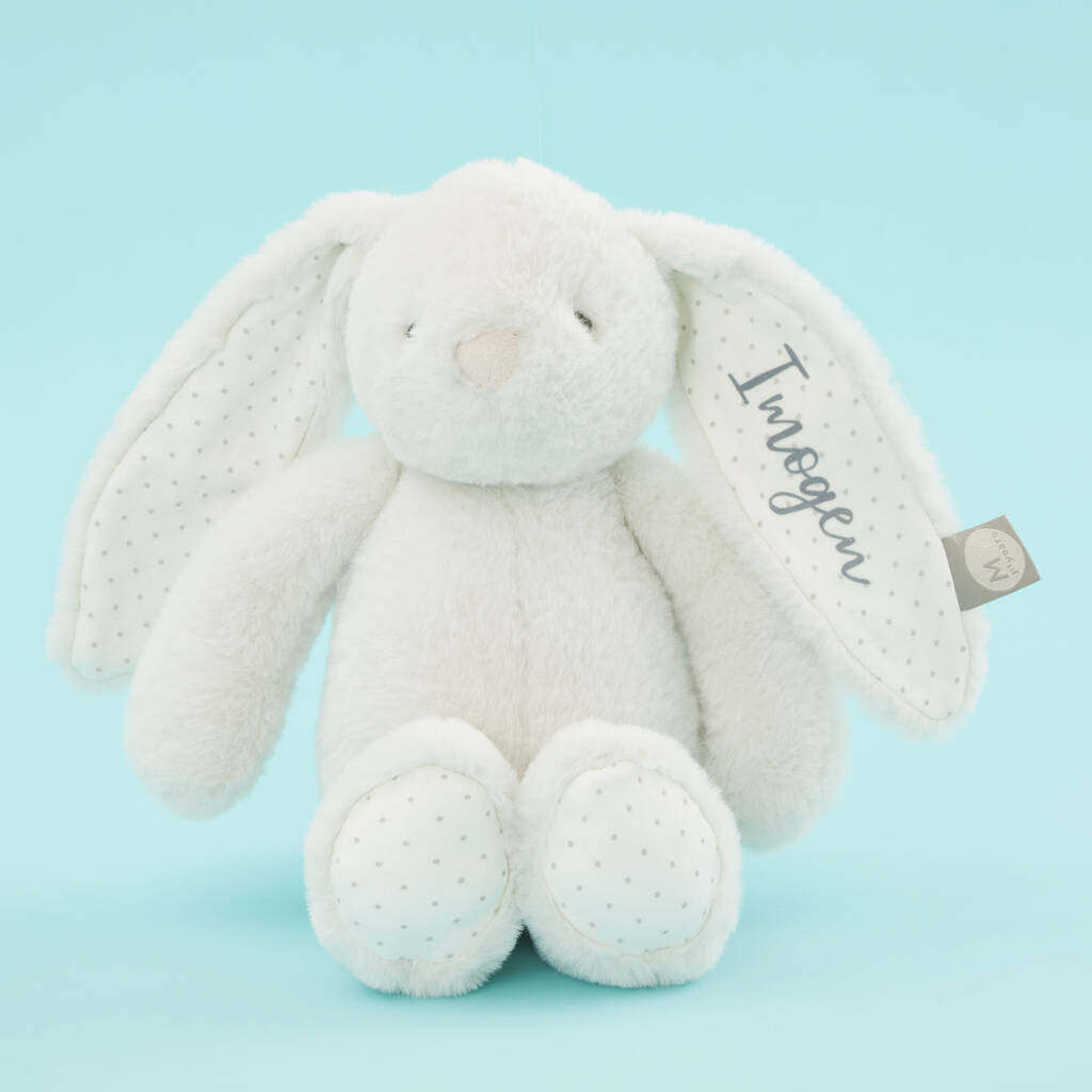 Personalised Light Grey Bunny Soft Toy, 1 of 5