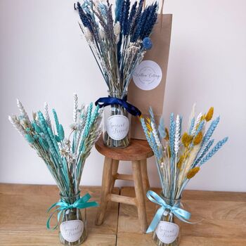 Blue Dried Flowers With Personalised Vase Christmas Gift, 5 of 8