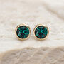 Yellow Gold Plated May Emerald Birthstone Stud Earrings, thumbnail 4 of 7