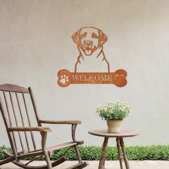 Personalised Labrador Retriever Welcome Gift Metal Wall Art Decor For Home Or Garden, 7 of 11