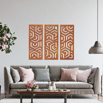 Metal Geometric Abstract Wall Art Set For Modern Living Room Decor, 7 of 10