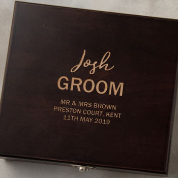 Personalised Groom Hip Flask Gift Set, 9 of 9