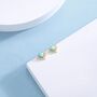 Vintage Aqua Green Opal Flower Cz Stud Earrings, thumbnail 6 of 12
