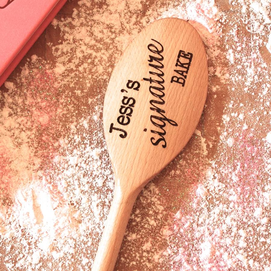 Personalised Signature Bake Wooden Spoon By Bespoke & Oak Co.