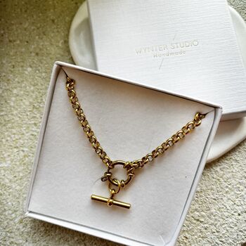 T Bar Belcher 18ct Gold Plated Necklace, 2 of 4