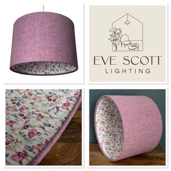 Alice Dog Rose Pink Tweed Floral Lined Lampshades, 7 of 7