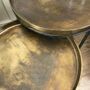 Vintage Brass Bronze Round Tray Nesting Tables Set Two, thumbnail 2 of 2