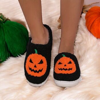 Plush Pumpkin Halloween Family Unisex Slippers, 2 of 10