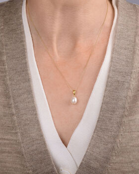 Mini Pearl Drop Necklace White Bridal Jewellery, 6 of 6