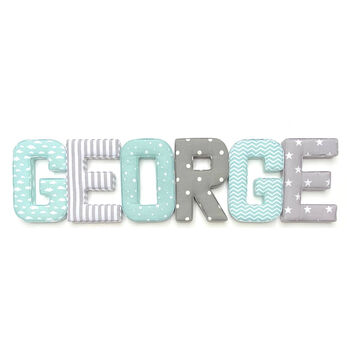 Mint And Grey Full Name Fabric Letters, 2 of 11