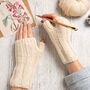 Alpaca Fingerless Gloves Ivory Knitting Kit, thumbnail 1 of 3