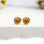 Yellow Gold Plated November Citrine Birthstone Stud Earrings, thumbnail 3 of 9