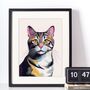 Tabby Cat Head And Shoulders Portrait Illustration Art Print, thumbnail 1 of 3