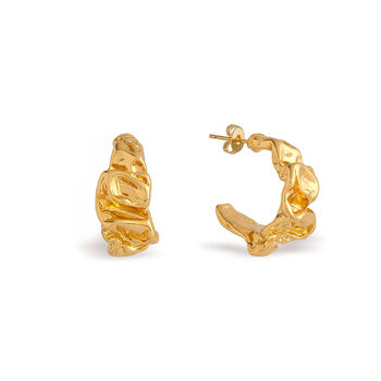 Cleo Molten Texture Open Hoop Earrings, 2 of 2