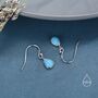 Sterling Silver Pear Cut Blue Turquoise Stone Drop Hook Earrings, thumbnail 4 of 11
