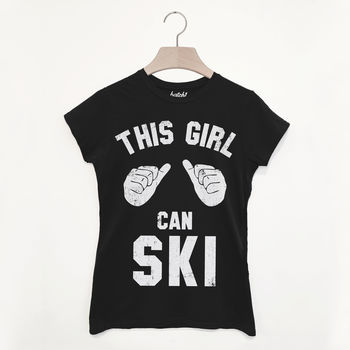 This Girl Can Ski Women's Skiing Slogan T Shirt, 2 of 3