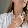 Pearl Chain Drop Hoop Earrings, thumbnail 5 of 10