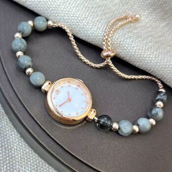 Elegant Rose Gold Beaded Dial Bracelet Watch, 5 of 5