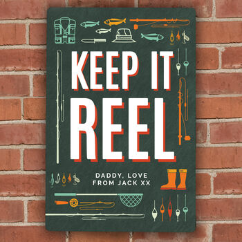 Personalised Keep It Reel Fishing Metal Wall Sign, 3 of 3