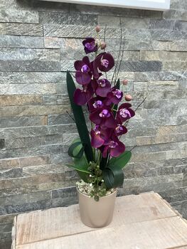 Purple Artificial Silk Orfid Flower Arrangement Mothers Day Gift, 6 of 6