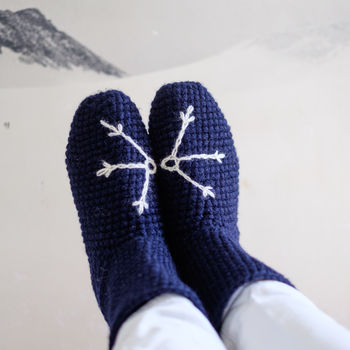 Mummy And Me Handmade Snowflake Slipper Sock Set, 7 of 9