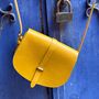 Leather Saddle Bag Loop Closure Crossbody Sam In Yellow, thumbnail 1 of 8