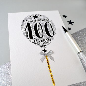 100th Happy Birthday Balloon Sparkle Card, 2 of 11