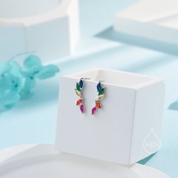 Rainbow Marquise Cz Cluster Crawler Earrings, 3 of 10