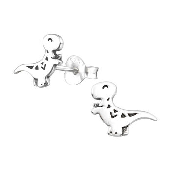 Sterling Silver T Rex Dinosaur Earrings In A Gift Tin, 3 of 11