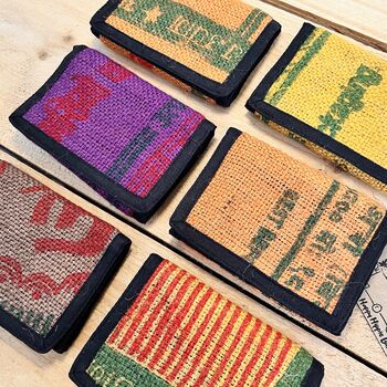 Handmade Rice Sack Wallet Fair Trade Recycled, 3 of 12