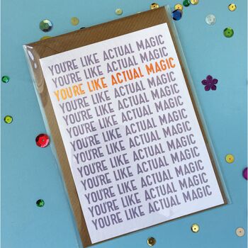 Personalised 'You're Like Actual Magic' Postcard, 2 of 4