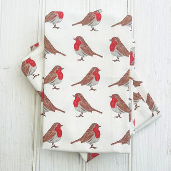 Christmas Robins Organic Cotton Tea Towel, 2 of 5