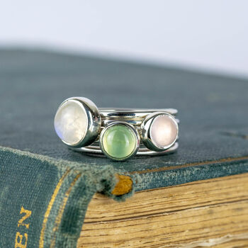 Sterling Silver Natural Gemstone Stacker Ring, 2 of 6