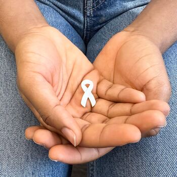 White Awareness Ribbon Bracelet Wristband, 8 of 9
