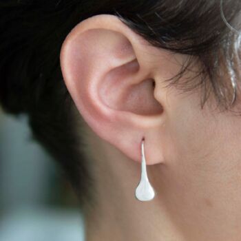 Sterling Silver Molten Teardrop Earrings, 4 of 6