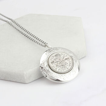 60th Birthday Vintage Sixpence Locket Necklace, 6 of 11