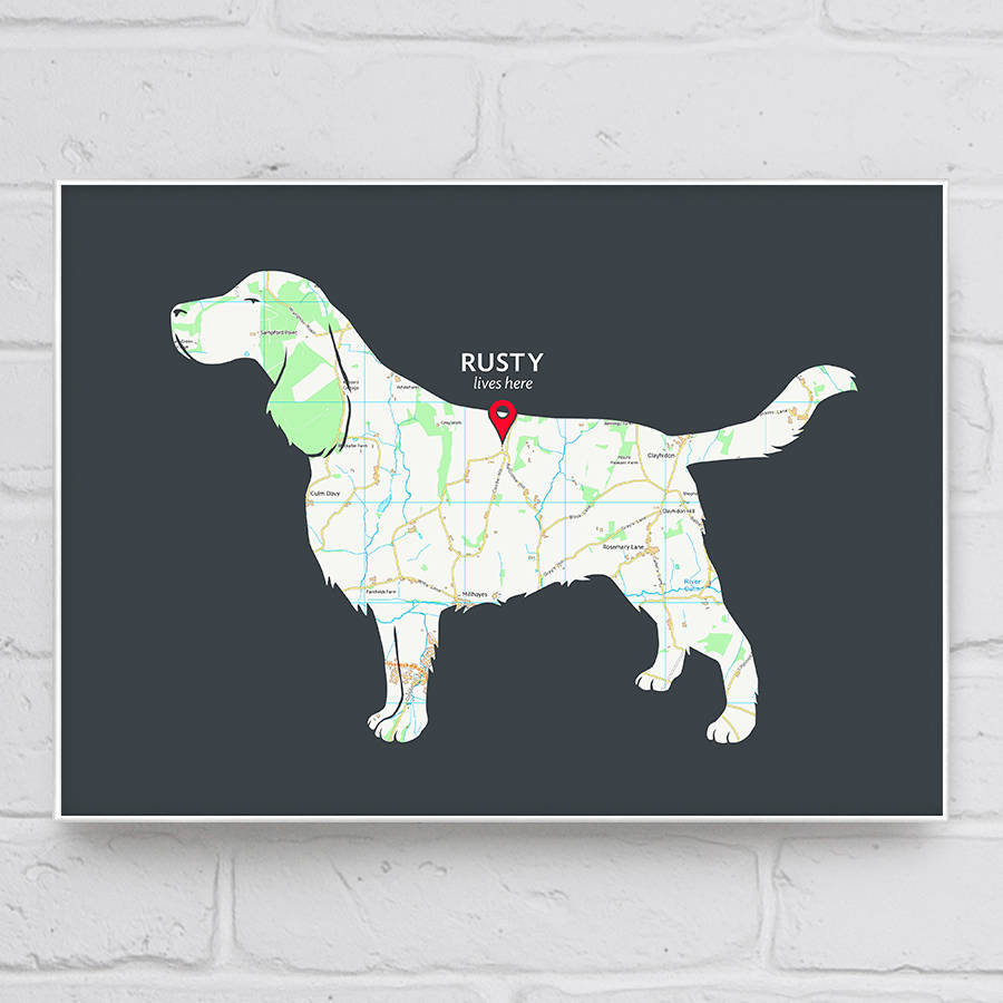 Personalised Map With English Springer Spaniel, 1 of 3