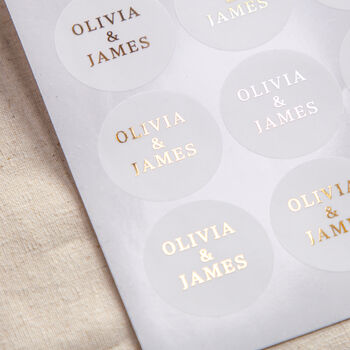 Minimal Names Foiled Wedding Stickers, 2 of 3
