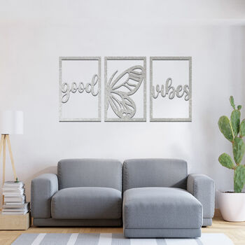 Good Vibes Metal Wall Art Butterfly Motif Set, 10 of 11