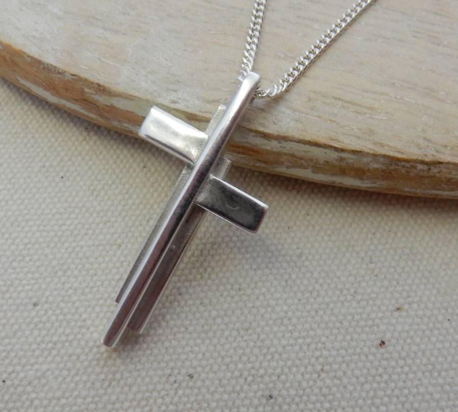 silver cross pendant and chain by anne reeves jewellery ...