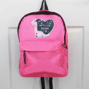 Personalised Dinosaur Pink Backpack, 4 of 5