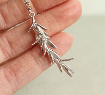 Botanical Rosemary Leaf Branch Necklace, 4 of 7