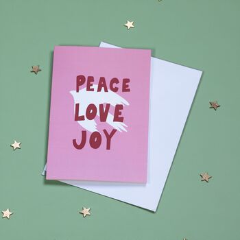 White Dove Peace Love Joy Christmas Card, 3 of 3