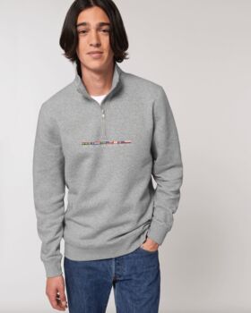 Custom Trip Organic Cotton Quarter Zip Men's Sweatshirt, 3 of 4