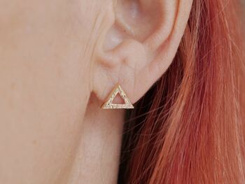 Geometric Triangle Solid Gold Studs, 6 of 6