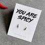Chilli Stud Earrings – Sterling Silver “You Are Spicy” Gift For Her, thumbnail 1 of 7